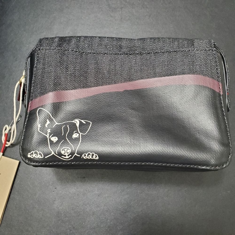 Ellen DeGeneres black denim puppy dog bag